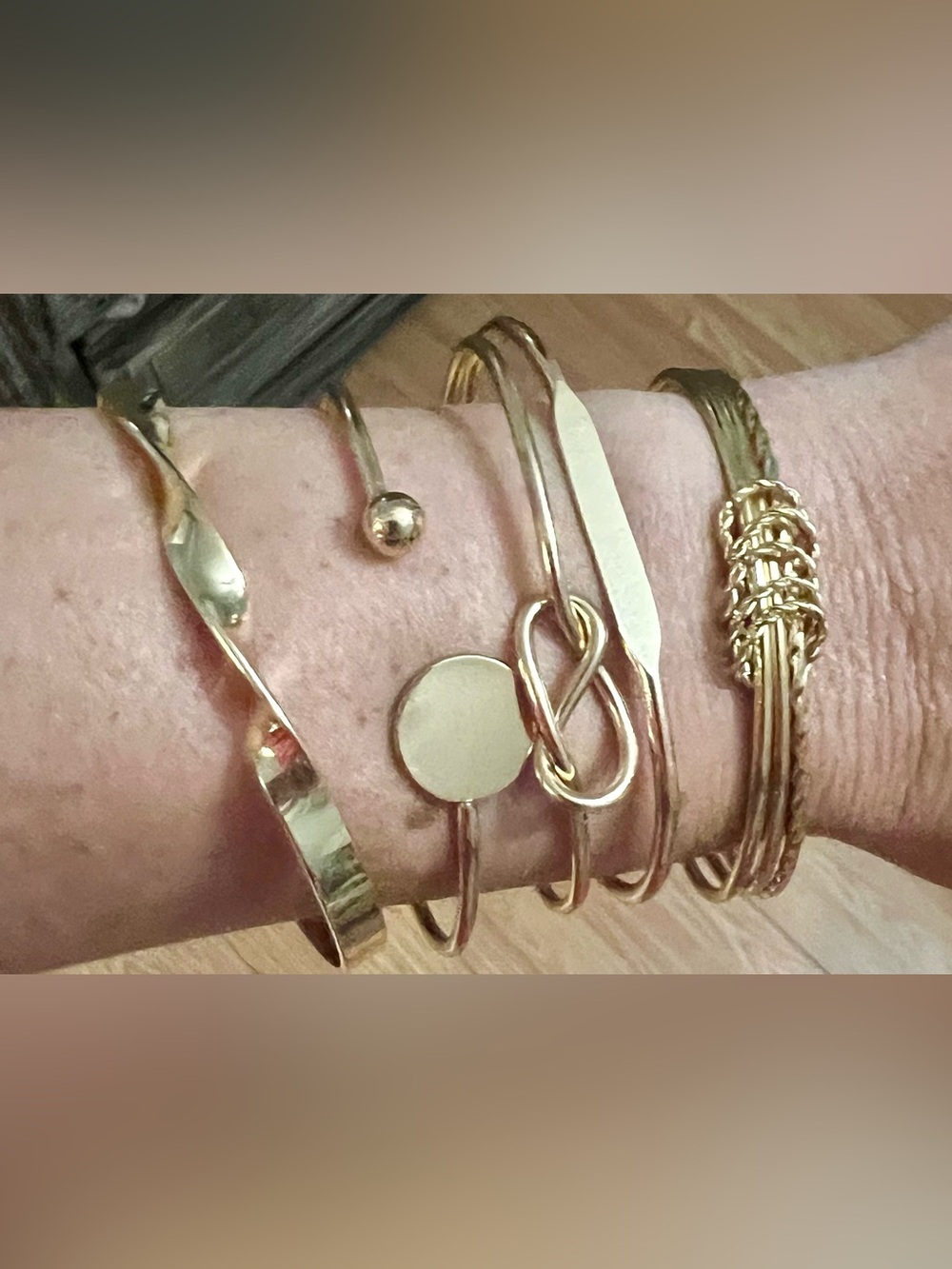 Gold Tone Multi-Design Stackable Bangle Bracelet Set